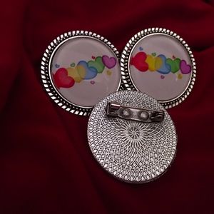 Multi-color hearts brooch/pin